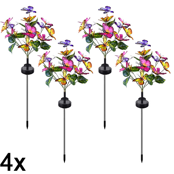 4x Solárne vonkajšie svetlá v tvare motýľov | FLUTIX